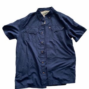 Field Stream Shirt Mens Large Navy Blue Short Sleeve Button Up Fishing Camping